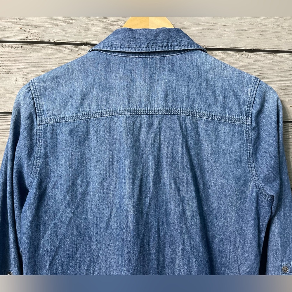 White House Black Market Long Sleeve Denim Button Up Jean Dress Sz 00 - Picture 12 of 15